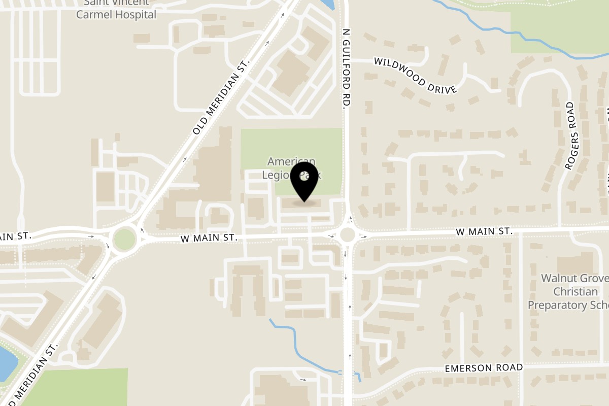 Map showing the location of Bowlify Superfoods on 816 W Main St in Carmel